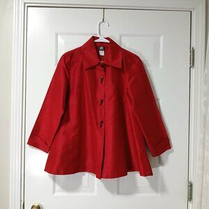 Gump's San Francisco Cherry Red Silk Blend Blazer Jacket Size Medium